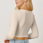 BasicStyle Round Neck Long Sleeve Cropped T-Shirt