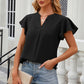 Notched Cap Sleeve T-Shirt
