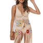 One Size Openwork Fringe Detail Embroidery Sleeveless Cover-Up