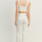 Kimberly C White Waffle Tank and High Waist Flare Pants Set