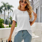 Full Size Eyelet Flutter Sleeve Round Neck Top