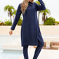 Cap, Long Sleeve Hooded Top and Pants Swim Set
