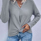 Twist Front Long Sleeve Waffle Knit Top