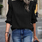 Full Size Mock Neck Ruffle Shoulder Blouse