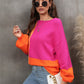 Color Block Round Neck Dropped Shoulder Sweater