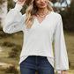 Full Size Notched Neck Raglan Sleeve Blouse
