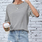 Striped Round Neck Raglan Sleeve T-Shirt