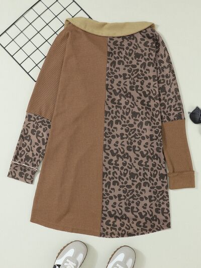 Women's Salena Half Button Leopard Collared Neck Blouse