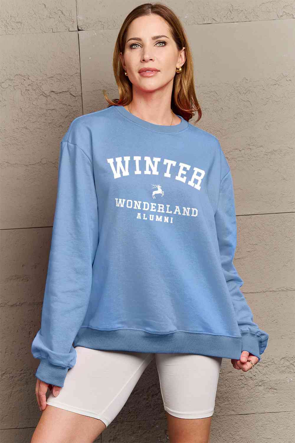 Simply Love Full Size WINTER WONDERLAND ALUMNI Graphic CHRISTMAS Long Sleeve Sweatshirt