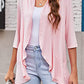 Open Front Ruffle Trim Cardigan