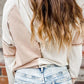 Exposed Seam Color Block Hoodie with Drawstring