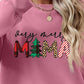 Christmas Themed VERY MERRY MAMA Letter Graphic Round Neck Long Sleeve Sweatshirt