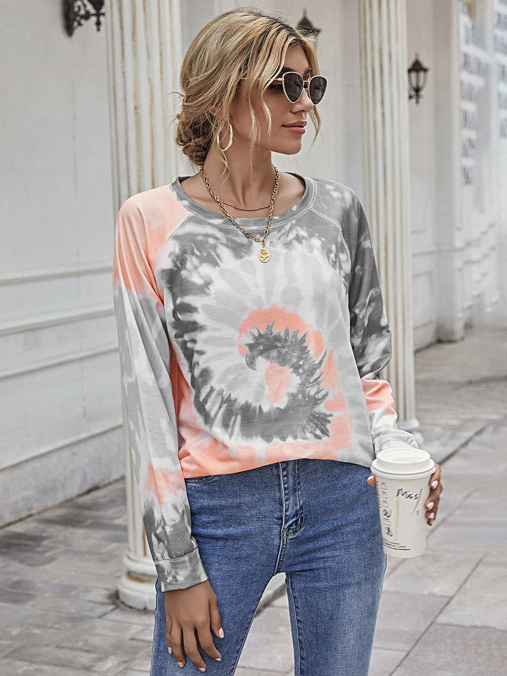 Beauteous Full Size Printed Round Neck Raglan Sleeve Tee