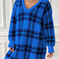 Plaid V-Neck Long Sleeve Sweater Dress
