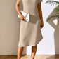 Full Size Ribbed Asymmetrical Neck Short Sleeve Dress