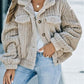 Fuzzy Button Up Collared Neck Jacket
