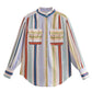 Striped Button Down Lantern Sleeve Shirt