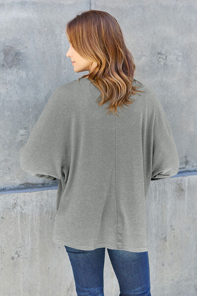 Double Take Full Size Round Neck Long Sleeve T-Shirt *