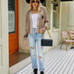 Contrast Button Up Dropped Shoulder Cardigan