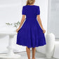 Smocked Tie Front Short Sleeve Tiered Dress