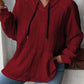 Textured Drawstring Kangaroo Pocket Hoodie