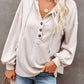 Full Size Buttoned Drop Shoulder Hoodie