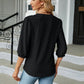 Full Size Notched Neck Three-Quarter Sleeve Blouse