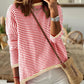 Striped Round Neck Drop Shoulder T-Shirt