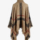 Plaid Turtleneck Raw Hem Poncho