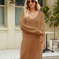 CozyWonders V-Neck Long Sleeve Sweater Dress