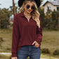 Collared Neck Cable-Knit Long Sleeve Blouse