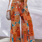 Bohemian Woman Patchwork Drawstring Wide Leg Pants
