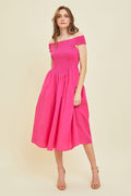 HEYSON Off-Shoulder Smocked Midi Dress *