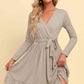 FULL SIZE Long Sleeve Tie Waist Ruffle Hem Dress