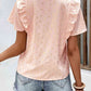 Printed Ruffle Trim Pleated Detail Blouse