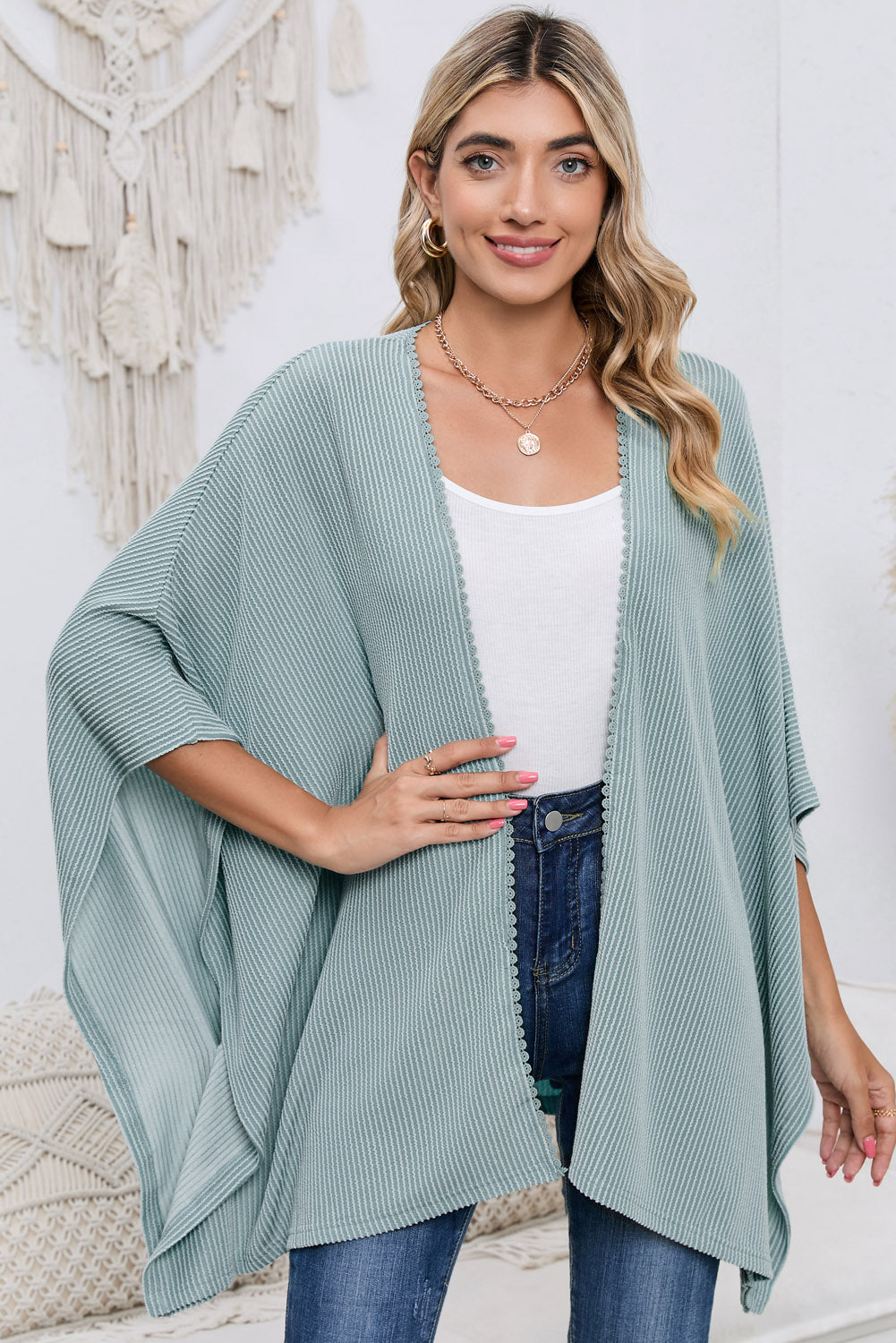 Sophia & Grace Open Front Dolman Sleeve Cardigan