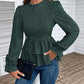 Laken Jay Printed Round Neck Smocked Flounce Sleeve T-Shirt
