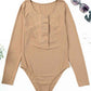 Ribbed Buttoned Long Sleeve Bodysuit