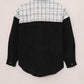 S&T Black Plaid Color Block Curved Hem Shirt Jacket