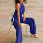Cutout Tied Pleated Sleeveless Jumpsuit