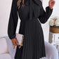 Women's Obsessed Tie Neck Balloon Sleeve Pleated Dress