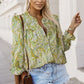 Printed Frill Flounce Sleeve Shirt
