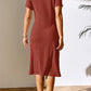 Full Size Ribbed Asymmetrical Neck Short Sleeve Dress