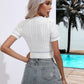 Contrast V-Neck Short Sleeve Knit Top