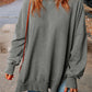 Malibu Dreams Full Size Dropped Shoulder Round Neck Long Sleeve Blouse