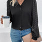 Mesh V-Neck Button Front Blouse