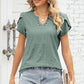 Eyelet Notched Petal Sleeve Blouse