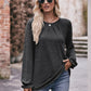 Long Flounce Sleeve Round Neck Blouse
