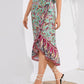 Full Size Tie Waistband Flounce Hem Midi Skirt