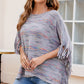 One Size Round Neck Fringe Detail Sleeve Poncho